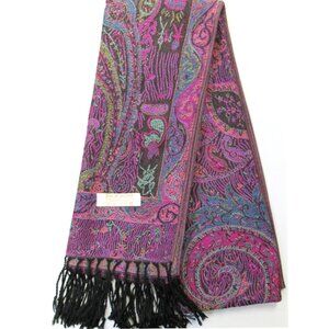 Multicolor Black Purple Pink Paisley Pashmina Scarf Shawl Wrap Brand New
